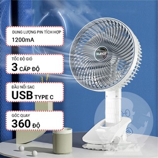 Quạt sạc tích điện cánh quạt lớn 3 cấp độ gió