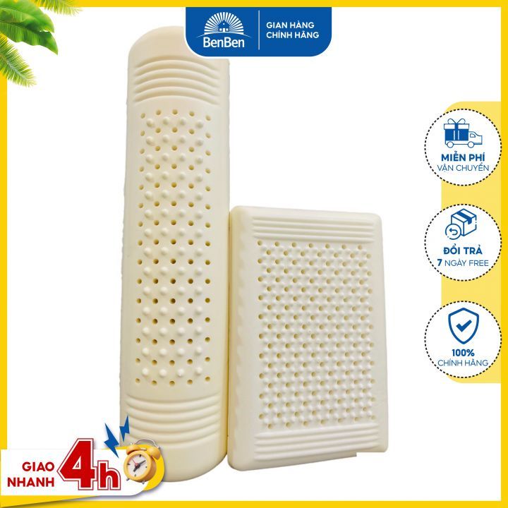 HOẢ TỐC 2H - Gối ôm cao su, Gối nằm cao su non nguyên khối hàng VN cao cấp, không màu không mùi - Be