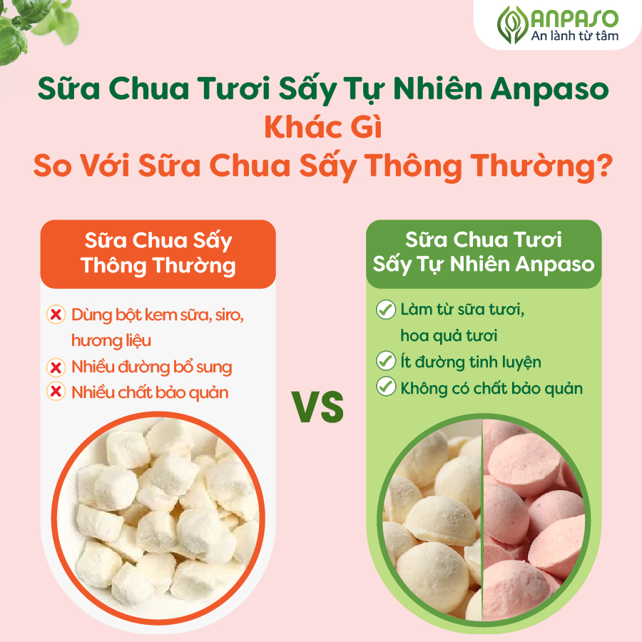 Sữa Chua Sấy Thăng Hoa Ít Đường Bổ Sung Lợi Khuẩn Cho Bé Anpaso - Đồ Ăn Dặm Sấy Khô Không Chứa Chất Bảo Quản Cho Trẻ