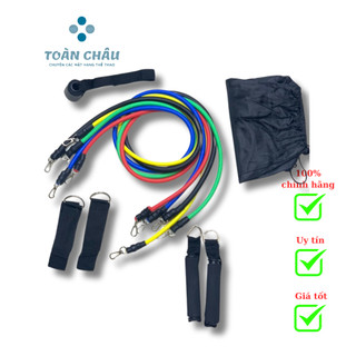 Bộ dây kháng lực ngũ sắc 11 món Shop Toàn Châu chất liệu cao su đàn hồi tốt chính hãng cao cấp