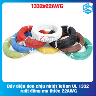 1 mét dây điện đơn chịu nhiệt teflon ul 1332 ruột đồng mạ thiếc 22awg