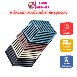 Đế lót ly cốc - Miếng lót nồi hình lục giác bằng nhựa dẻo có tính đàn hồi, chịu nhiệt tốt (màu giao ngẫu nhiên)
