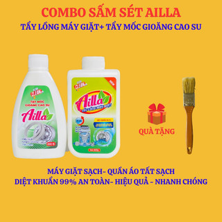 Combo sấm sét: bột tẩy lồng máy giặt ailla 300gr + tẩy mốc gioăng cao su ailla 100gr