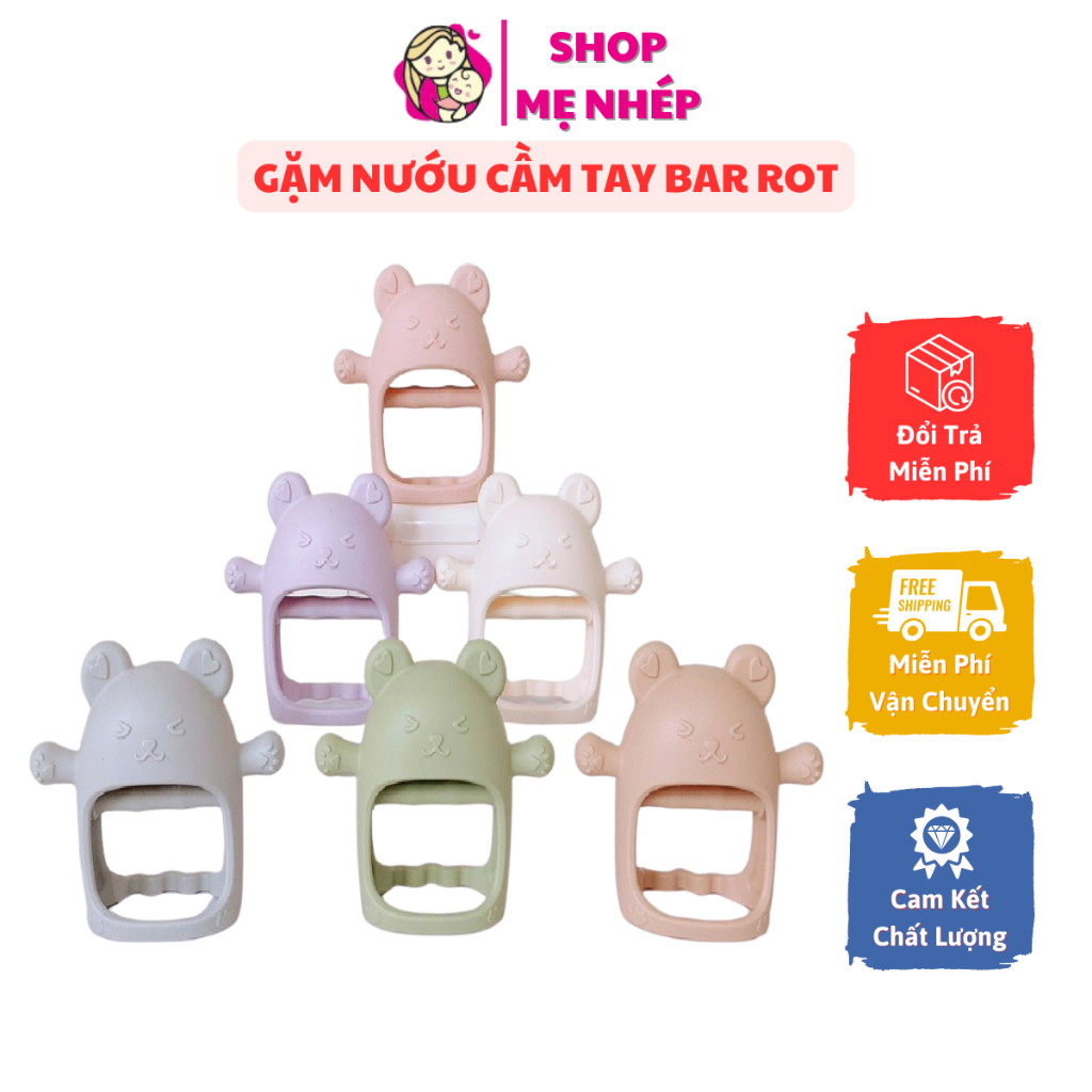 Gặm nướu cầm tay Bar Rot cho bé hình gấu hình thỏ chất liệu silicon kèm hộp đựng