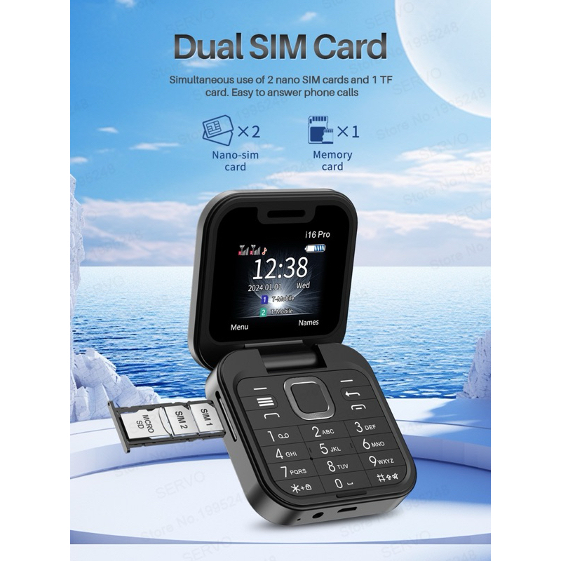 Điện Thoại Mini Siêu Nhỏ Thông Minh Nắp Gập SERVO i16 Pro - 2 Sim 4G Nghe Gọi, Quay Phim Chụp Ảnh,Màn Hình Led Thông Báo | BigBuy360 - bigbuy360.vn