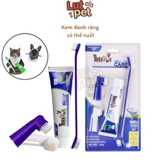 Kem đánh răng cho chó mèo Dental Care tặng kèm bàn chải đánh răng thú cưng (144gr) - lutpet