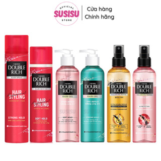 Xịt dưỡng tóc Keo giữ nếp DOUBLE RICH Hair Spray Long Lasting Hold 170ml/Kem tạo kiểu Doublerich Mousse Soft Hold 150ml