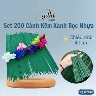 Bó 200 Cành kẽm làm thân hoa giả 40x2cm - Cây kẽm bọc nhựa trang trí hoa giá, kẽm nhung hoa sáp handmade đồ thủ công