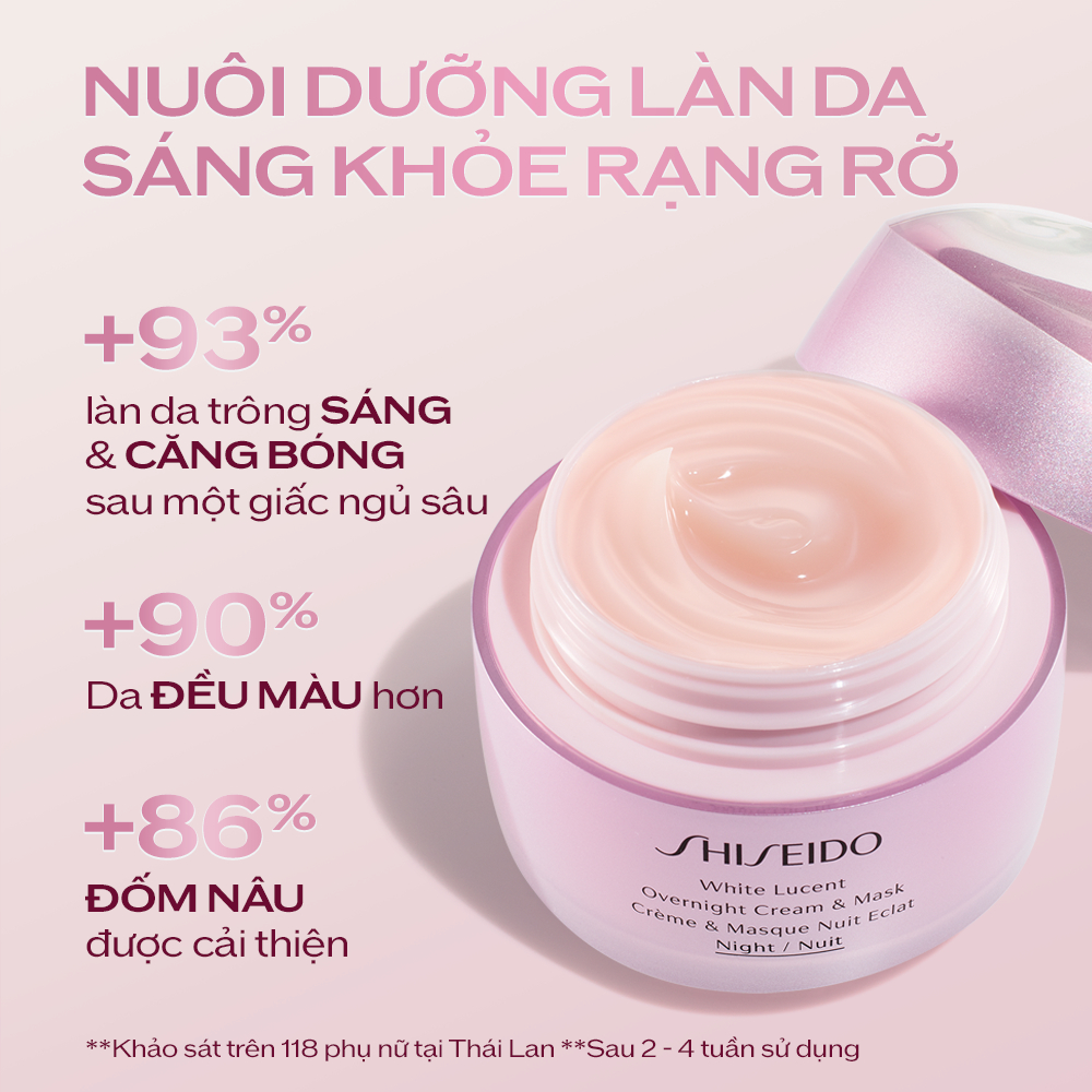 Kem dưỡng và mặt nạ ban đêm Shiseido White Lucent Overnight Cream & Mask 75mL