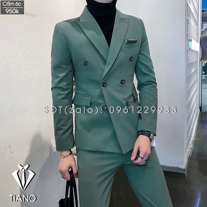 Vest nam, suit nam cao cấp Hàn Quốc màu Xanh cực sang trọng, chất liệu vải cao cấp, form ôm body đẹp.
