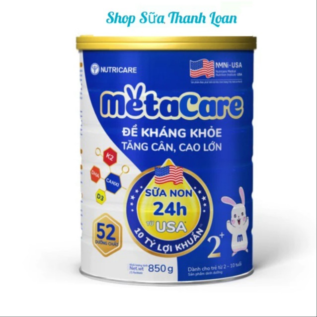 [HSD T1-2026] [Mẫu Mới] Sữa Bột Nutricare MetaCare 2+ 850g Đề Kháng Khỏe, Tăng Cân Cao Lớn.