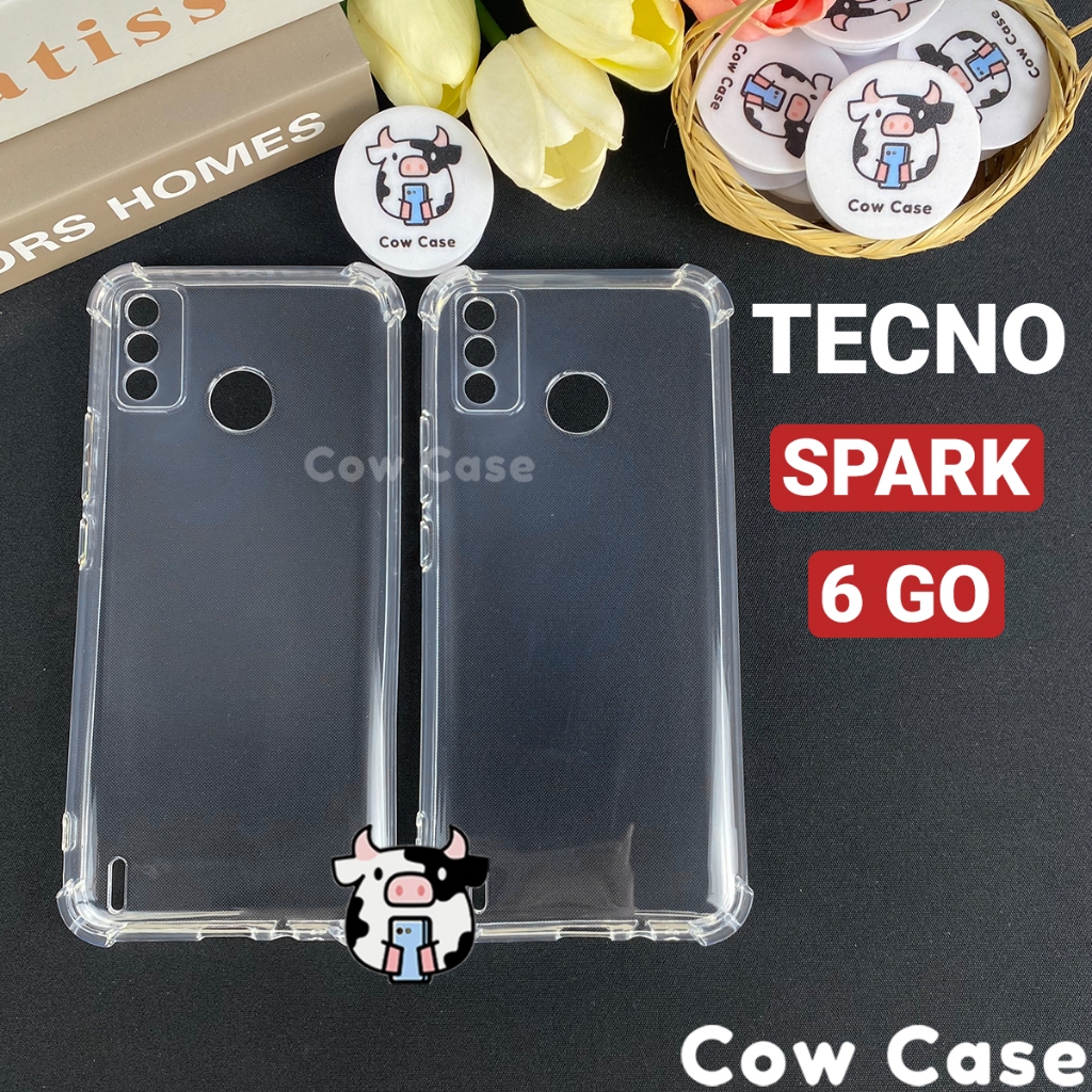 Ốp lưng Tecno Spark 6 GO chống sốc silicon dẻo trong Cowcase | Vỏ điện thoại Techno bảo vệ camera toàn diện TRON