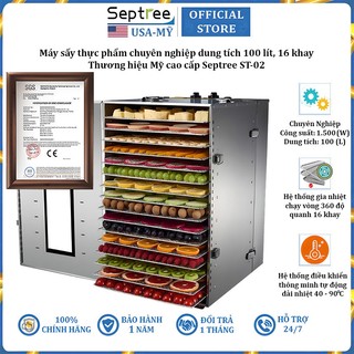 Máy sấy thực phẩm chuyên nghiệp 16 khay 100 lít thương hiệu Mỹ cao cấp Septree ST-02 - Hàng chính hãng