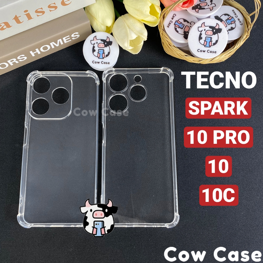 Ốp lưng Tecno Spark 10 Pro, 10c chống sốc silicon dẻo trong Cowcase | Vỏ điện thoại Techno bảo vệ camera toàn diện TRON