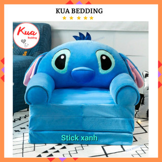 Ghế sofa giường - ghế lười hình thú cho bé 3 tầng gấu bông stick xanh kua bedding
