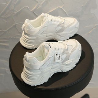 Giày Sneaker Mẫu Mới Giày Nữ Chạy Bộ Thể Thao Mặt Da Đế Dày Độn Cao Dễ Phối Gọn Nhẹ MS355