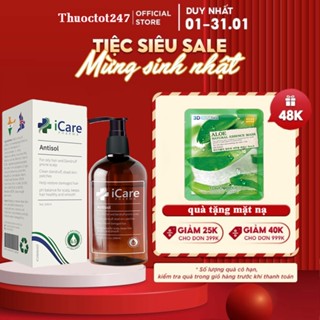  Dầu gội  gàu ,nấm ngứa  Antisol 240ml | Thương Hiệu iCare Pharma | Làm Sạch Gàu Ngứa Da Đầu Không Gây Khô Tóc | Chiết Xu 