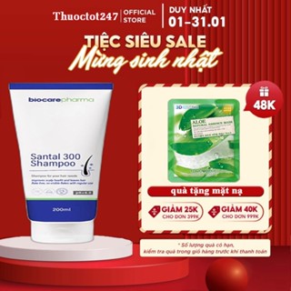  Chính hãng Bio Care Pharma Santal 300 Shampoo 200ml + Qùa tặng - Dầu Gội Dược Liệu giảm gàu nấm ngứa da đầu 