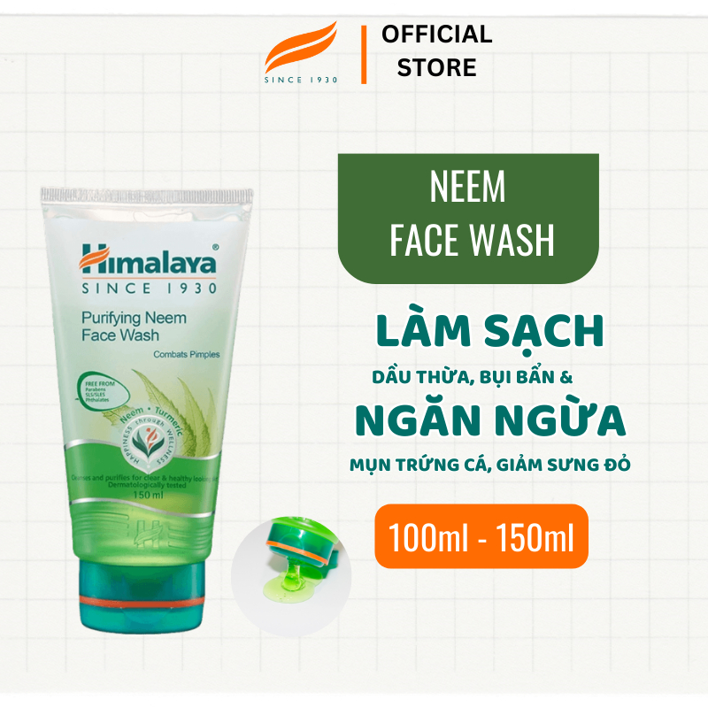 Sữa rửa mặt giảm mụn mờ thâm và sạch dầu thừa Himalaya Purifying Neem Face Wash 150ml