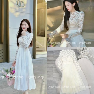 Váy dự tiệc maxi, váy maxi dáng dài phối ren tay, chân váy xếp ly voan 2 lớp thiết kế cao cấp sang chảnh, đầm váy côngsở