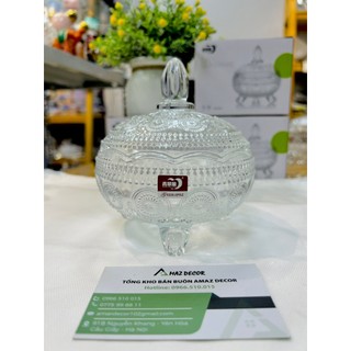 SALE NGHỈ TẾT 2023 Âu thố TG074B thủy tinh pha lê trong suốt có nắp đựng mứt kẹo bánh ô mai hướng dương đẹp cao cấp