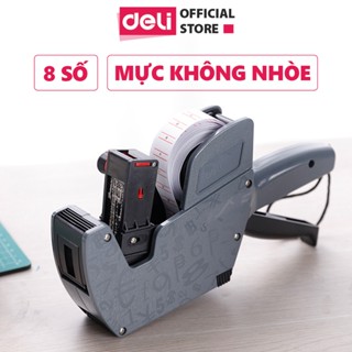 Máy Bắn Giá Tiền 8 Số Chất Lượng Cao Deli - Tay Cầm Cao Su Chống Trơn, Mực Hỗn Hợp Không Nhòe, Nạp Giấy Tự Động