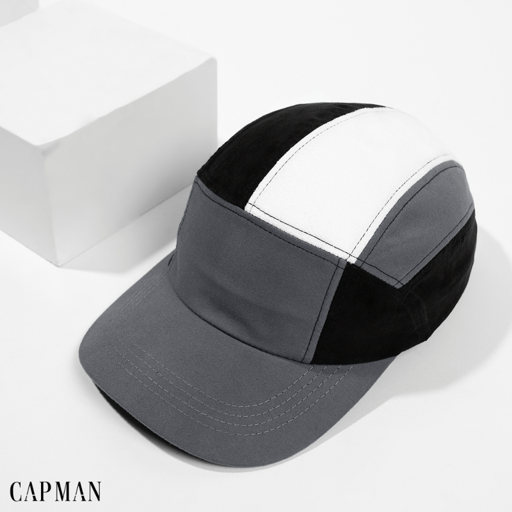 [Capman Club] Mũ lưỡi trai phối màu xám đen trắng phom 5panel CM48