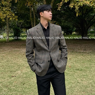 Áo Vest nam hoạ tiết kẻ nâu, 2 khuy, dáng thoải mái, trẻ trung, lịch lãm - HALIOMAN