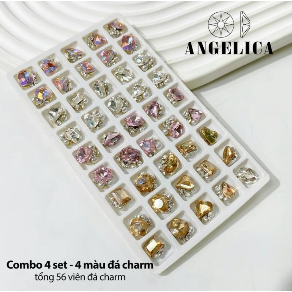 Set 28 Viên Đá Khối Chùm Mix Sẵn Nails Charm Đá Cao Cấp Đính Móng ANGELICA SMDC28V SDC