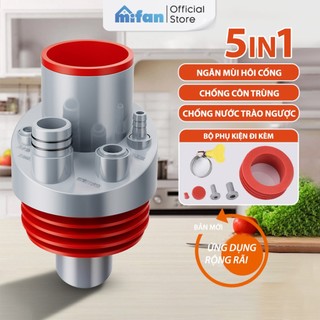  Bộ Đầu Nối Ống Thoát Nước 5 in 1 MIFAN - Ngăn Mùi Chống Côn Trùng Chặn Nước Trào Ngược - Phù Hợp Bồn Rửa Bát Máy Giặt 