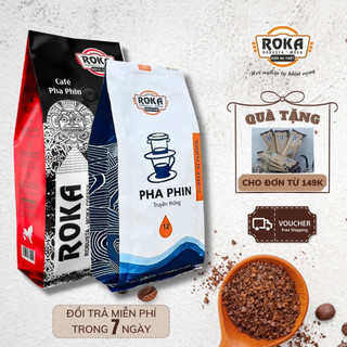Combo cà phê rang xay gu truyền thống vị đậm đà hương thơm tinh tế - roka pha phin + roka red premium