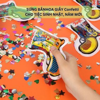 Súng hoa giấy kim tuyến confetti vui nhộn cho tiệc sinh nhật, năm mới, đám cưới