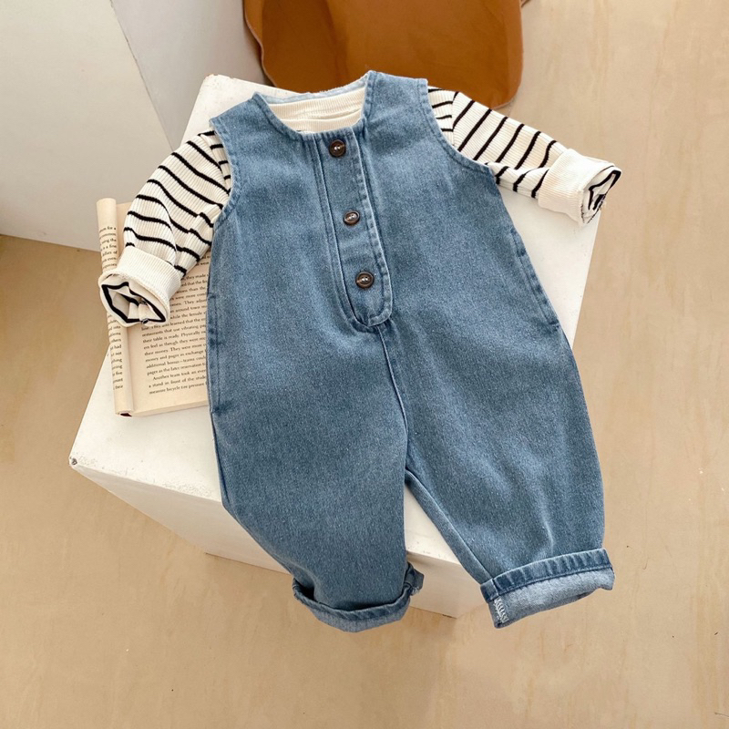 Set yếm bò bé trai QCCC mùa thu đông phong cách Hàn Quốc