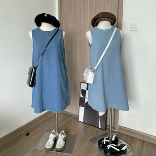 Đầm denim dáng ngắn basic