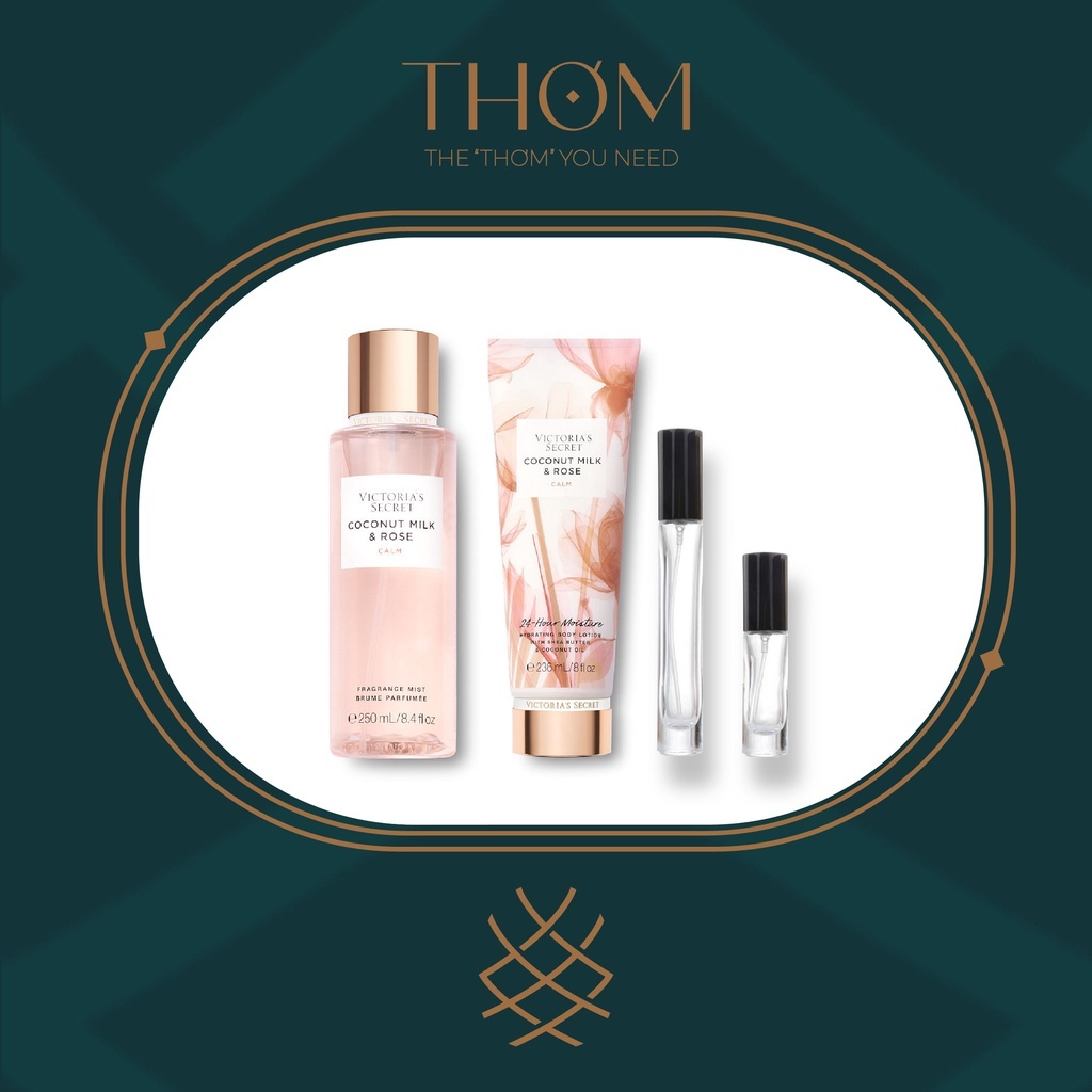 [5ML 10ML 33ML] COCONUT MILK &amp; ROSE | Sản phẩm Victoria's Secret Natural Beauty Xịt thơm Body Mist Dưỡng Thể Lotion