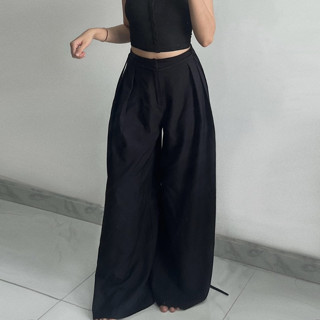 Seleen, Quần tây lưng cao ống rộng nữ dày dặn không nhăn cao cấp (kèm dây đai quần dài 2m), WB0010