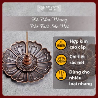 Đế Cắm Nhang, Đế Hoa Sen, Đế Đốt Trầm Hương [Kim Cương Hỷ Lạc] Hợp Kim Chất Lượng Cao, Dùng Cho Nhang Vòng, Nhang Tăm