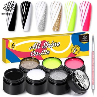Born pretty set sơn gel vẽ móng cọ nét gel sơn gel vẽ nhũ vẽ móng cọ nét gel tráng gương