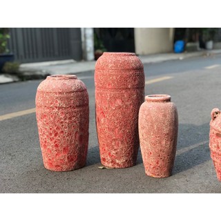 BÌNH MEN SÔI ATLANTIC ĐỎ TRANG TRÍ DECOR CẮM HOA