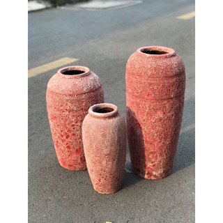 BÌNH MEN SÔI ATLANTIC ĐỎ TRANG TRÍ DECOR CẮM HOA