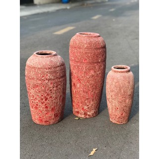 BÌNH MEN SÔI ATLANTIC ĐỎ TRANG TRÍ DECOR CẮM HOA
