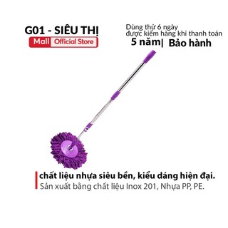 Cây lau nhà 360 độ thái lan inox cao cấp nhiều màu kèm bông lau nhà - huy tuong
