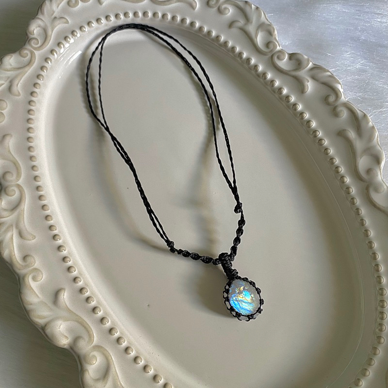 Vòng cổ đá thô Moonstone - Đá Mặt Trăng
