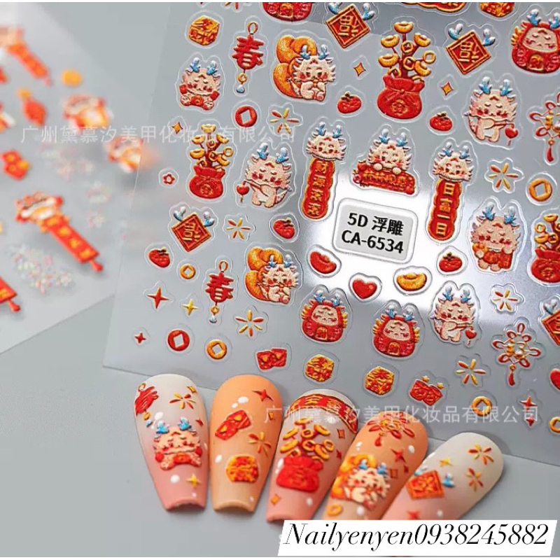 Sticker dán nail tết