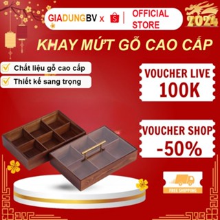 Khay đựng mứt tết 6 ngăn bằng gỗ sang trọng cao cấp, Hũ đựng bánh kẹo, Hộp đựng mứt ngày tết cổ truyền 2024