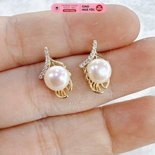 Bông tai ngọc trai sang trọng chốt rời hạt trắng - ngọc trai trường thịnh