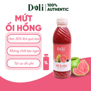 Mứt ổi hồng Déli - 1 lít - thịt quả tự nhiên, chuyên dùng pha chế trà trái cây, sinh tố