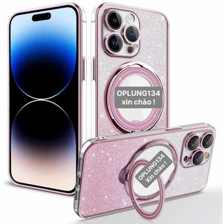 Ốp iPhone 15/15plus/15pro/15promax silicon trong sạc từ tính nhạy, có lót kim tuyến bên trong tháo ra được