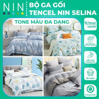 Bộ 5 món drap, áo gối và mền nin tencel selina 900 mẫu mới 1m2,1m4 có chăn chất lụa tencel mềm mát