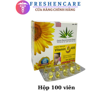 Vitamin E400,vitamin E vàng,vitamin E nha đam Kèm Tinh Chất Nha Đam - Giúp sáng đẹp da Hộp 100 viên